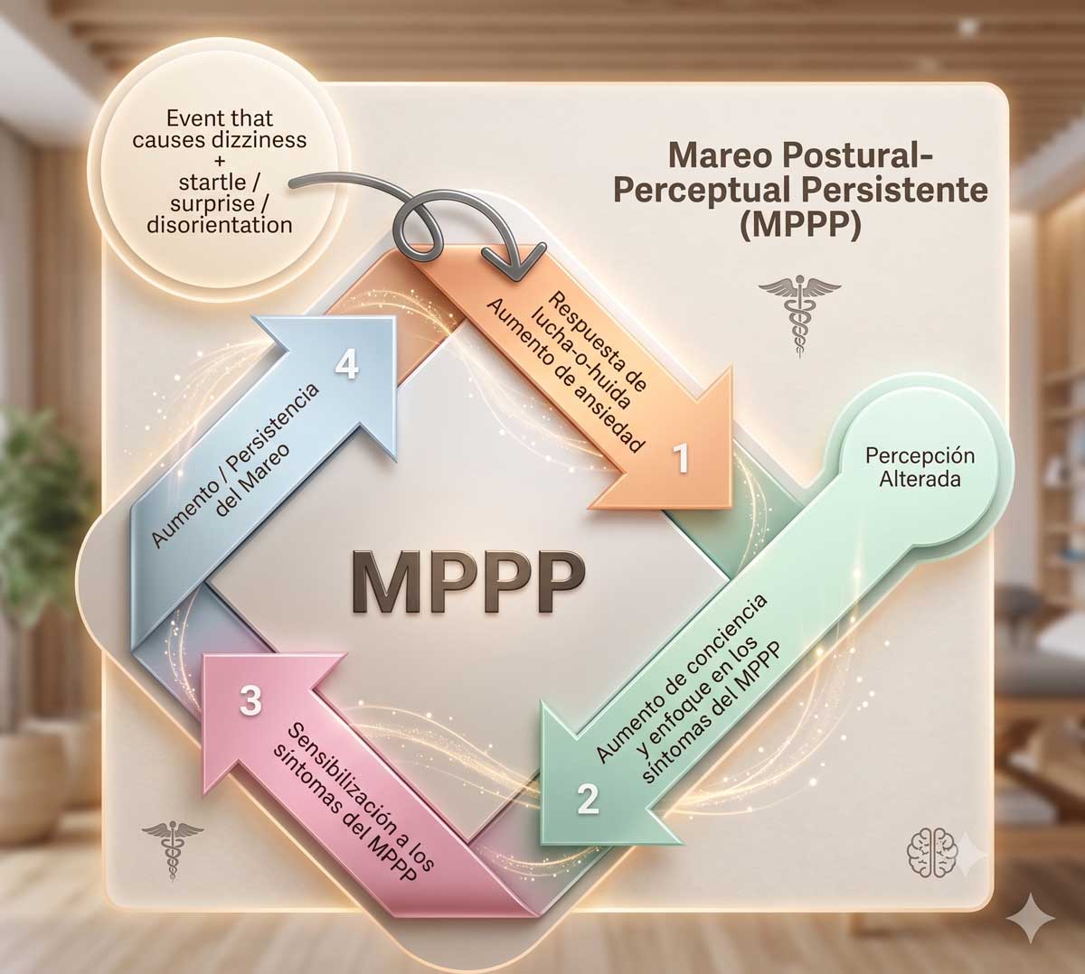 Gráfico que ilustra el ciclo del Mareo Perceptivo Postural Persistente